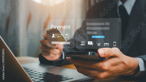 Tableau sur toile Online banking transfer money concept
