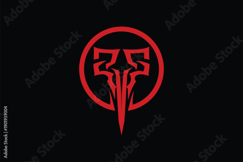 Abstract letter T sledgehammer shape vector logo template