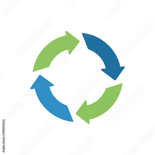 Circular arrows representing a continuous cycle or process.