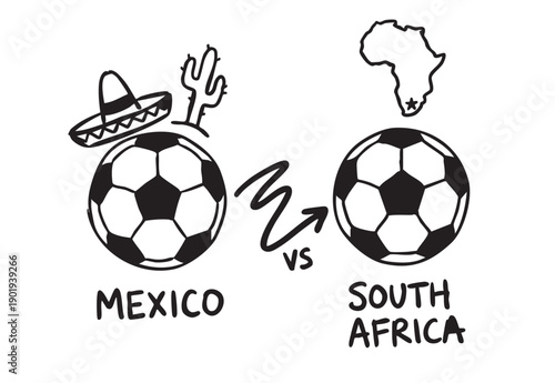 Soccer Rivalry Poster Mexico and South Africa Teams