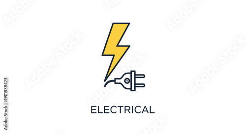 A yellow lightning bolt combined with a black electrical plug icon