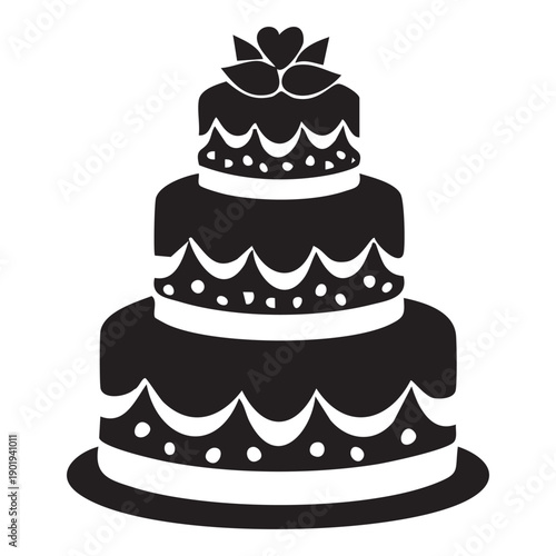 Elegant three tiered wedding cake silhouette design romantic celebration dessert food event sweet