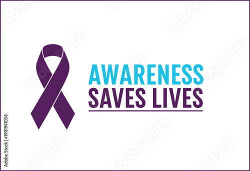 Purple Awareness Ribbon with 'Awareness Saves Lives' Text for World Health Day Campaigns