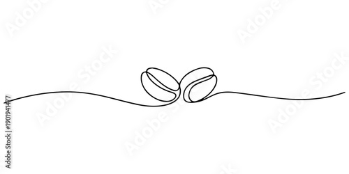 continuous line of coffee beans. one line drawing of coffee beans. line art of coffee beans. one line Icon drawing, Continuous one line drawing of coffee beans. Roasted coffee beans line art vector.