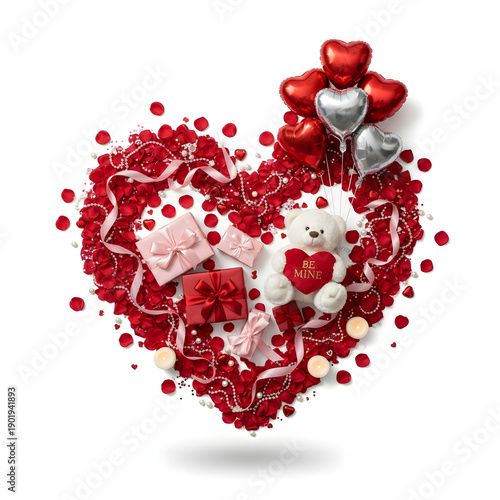 Romantic Valentine’s Day Decoration with Hearts and Roses