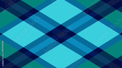 Diagonal plaid pattern with blue and green