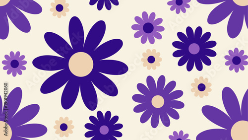 Floral pattern with purple and beige flowers
