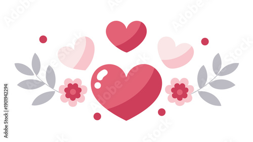 Hearts and flowers arranged decoratively