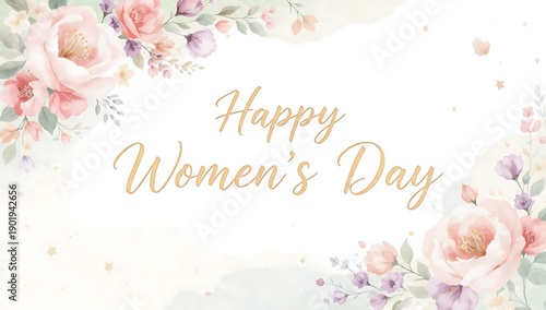 Floral greeting card design for Women's Day with a decorative layout