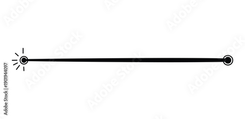 Simple black and white illustration of a horizontal line with circular endpoints on a white background