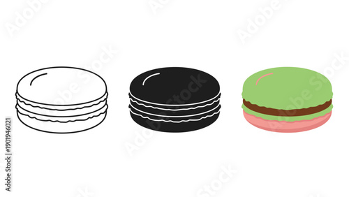 A stack of white black and green plates with filling Vector