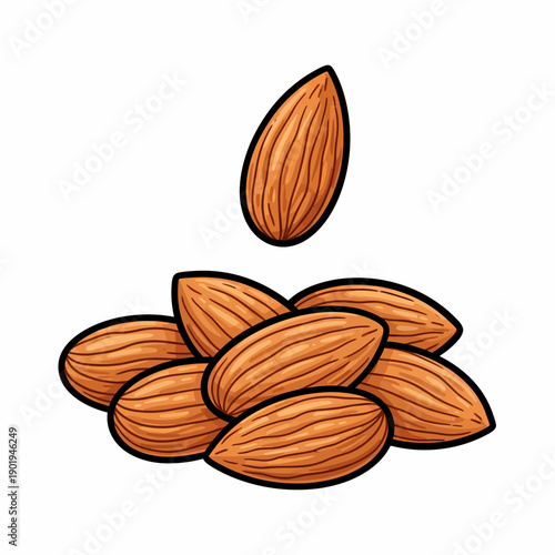 Pile of Almond Nuts with One Falling Almond