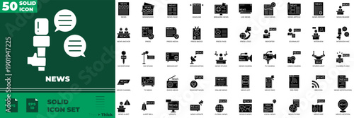 News Solid Editable Icons set