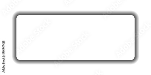 White rectangular button with rounded corners and soft shadow, isolated on white