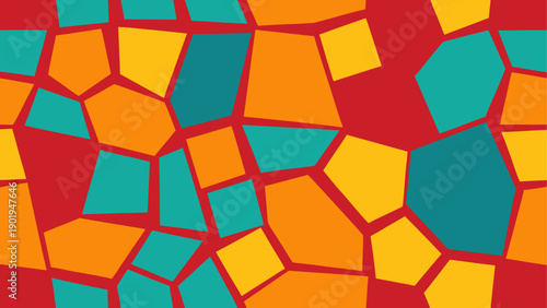 Abstract shapes on a red colored ground