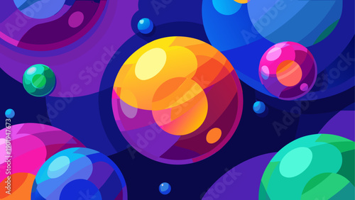 Illustration of colorful floating spheres