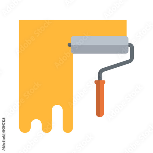 Professional wall painting service renovation flat color icon

