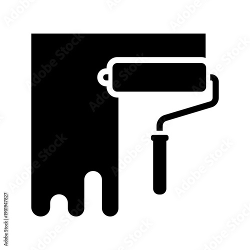 Professional wall painting service renovation solid glyph icon
