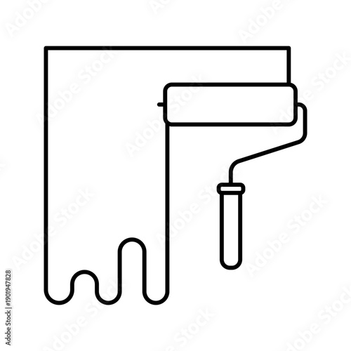 Professional wall painting service renovation line art icon
