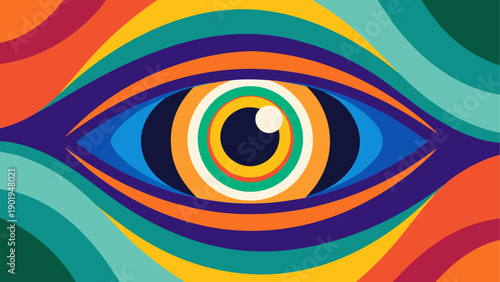 Abstract eye design with colorful layers