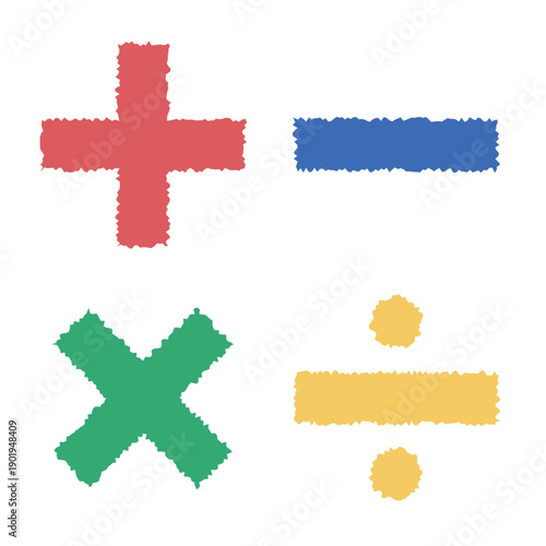 手書き風のポップな四則演算・数式素材