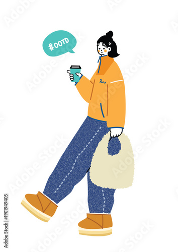 お洒落で可愛い女の子のファッションイラスト