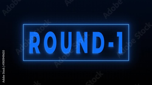 Neon Round 1 Tech Countdown Animation Background in 4K