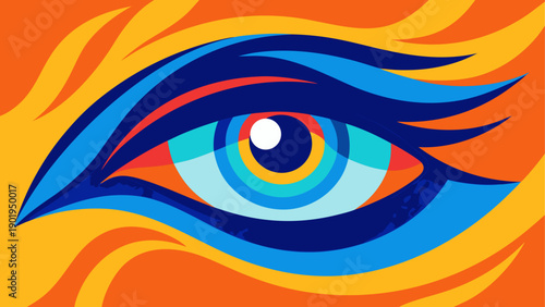 Abstract colorful eye with orange accents