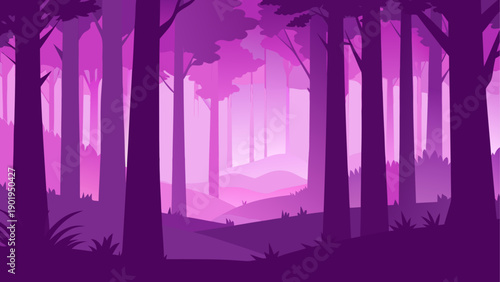 Illustration of a purple colored forest
