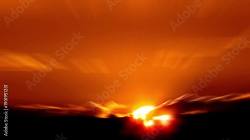 Sunset, colorful stream of light