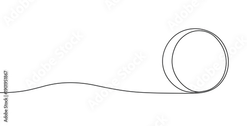 Single line drawing of adhesive tape roll with thin strip for creative office art projects