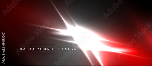 Abstract red, white light streaks. Dark background creates dynamic visual effect. Text reads background design. Modern, energetic composition.
