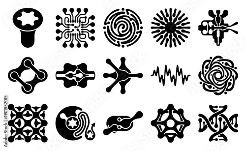 Abstract Organic Biomorphic Element Kit for Advanced Biotechnology and Molecular Research Visuals