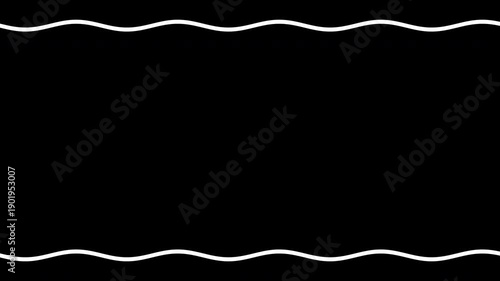 White wavy line frame animation. Wavy line frame with top and bottom white border. Suitable for graphic design projects, social media posts.