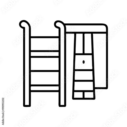 Outline illustration of a bunk bed set on transparent background silhouette