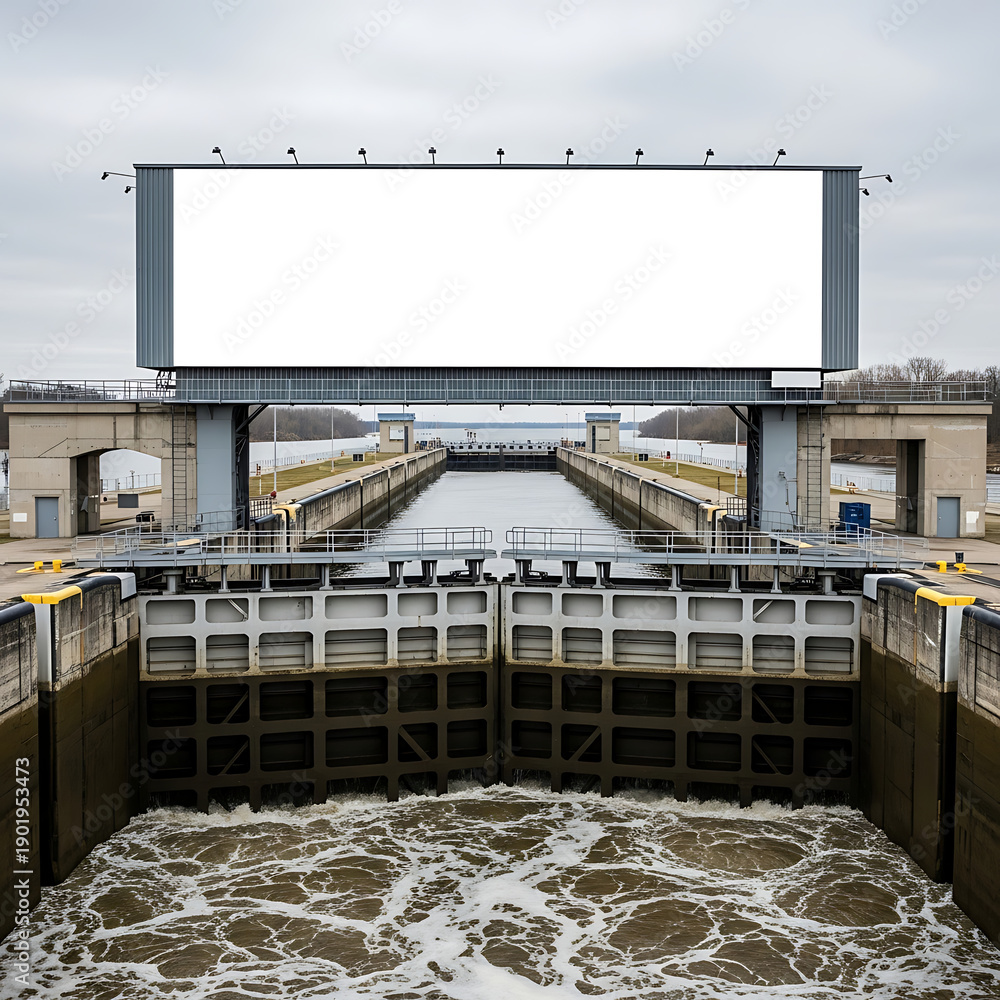 Obraz premium River Lock System Waterway Engineering Infrastructure