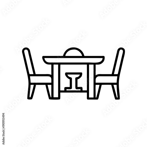 Vector dining table and chairs icon