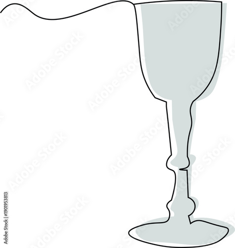 Hand drawn wine glass. Sherry glass icon style. Elegant vintage wine glass. Minimalist continuous line drawing of wine glass.