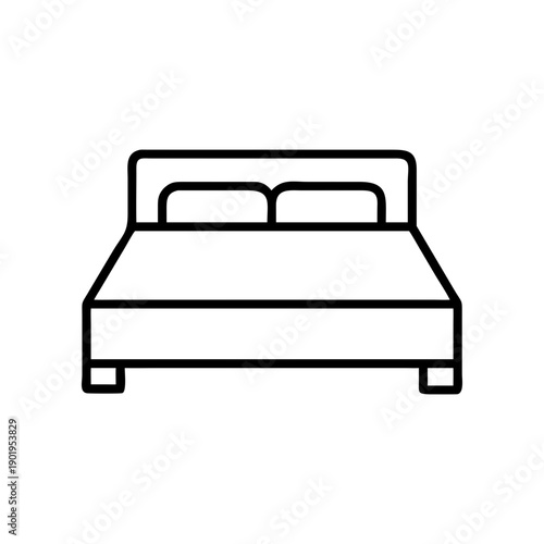 Outline illustration of a double bed frame on transparent background silhouette