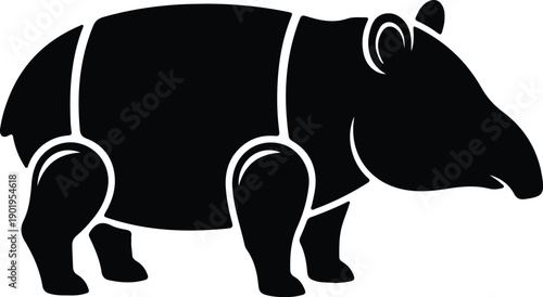 silhouette malayan tapir animal standing on a plain white background vector design