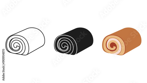 Three rolled up yoga mats in different colors Vector