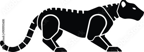 silhouette powerful robotic feline predator in side view profile vector design