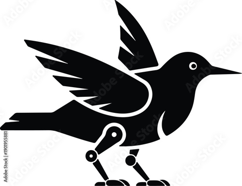 silhouette robotic bird with mechanical legs for futuristic concept vector design
