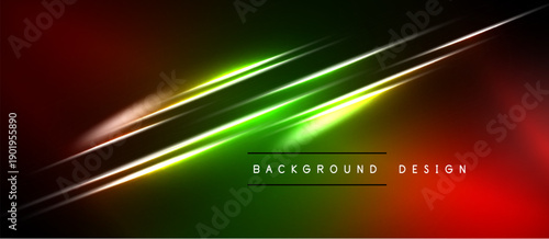 Abstract background features vibrant red, green gradients. Diagonal lines create dynamic visual effect. Text reads background design.