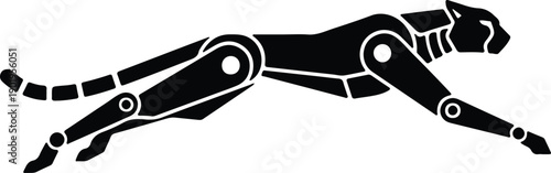 silhouette robotic cheetah running at full speed in side profile vector design