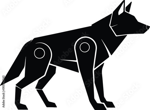 silhouette robotic wolf mechanical animal standing profile for modern tech vector design