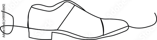 Classic men shoes continuous line art. Minimalist black linear shoe drawing style. Vector illustration.