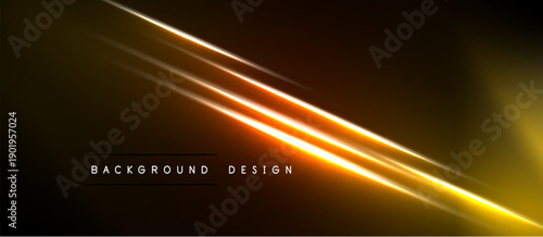 Dark backdrop features vibrant golden lines. Diagonal streaks create dynamic visual effect. Minimalist design suits modern aesthetics.