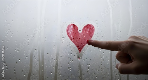 Heart drawn on wet surface