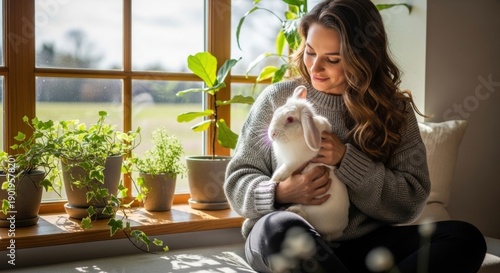 Wallpaper Mural young woman sitting on a chair and drinking coffee Torontodigital.ca